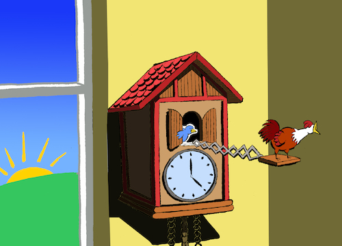 Cartoon: Rooster Clock... (medium) by berk-olgun tagged rooster,clock