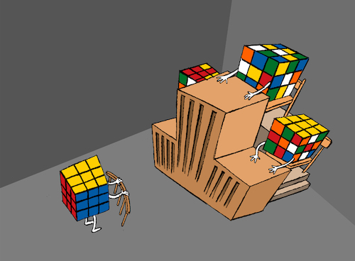 Cartoon: Rubiks Court... (medium) by berk-olgun tagged rubiks,court