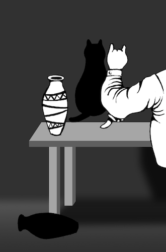 Cartoon: Shadow Cat vs The Vase... (medium) by berk-olgun tagged shadow,cat