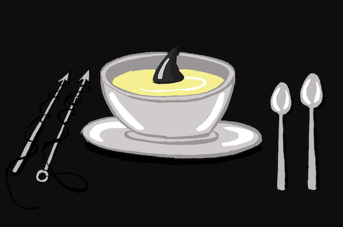 Cartoon: Shark Fin Soup... (medium) by berk-olgun tagged shark,fin,soup