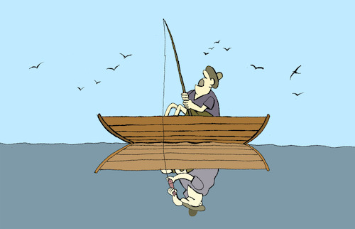 Cartoon: Sleeping Fisherman... (medium) by berk-olgun tagged dream
