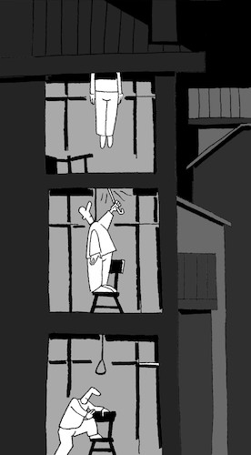Cartoon: Suicide Street... (medium) by berk-olgun tagged suicide,street