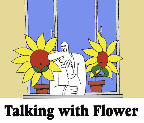 Cartoon: Talking with Flower... (medium) by berk-olgun tagged talking,with,flower