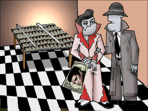 Cartoon: The Money Forger.. (medium) by berk-olgun tagged elvis,calling