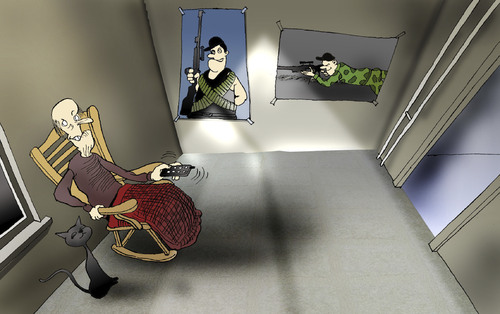 Cartoon: The Old Sniper... (medium) by berk-olgun tagged sniper,old,the