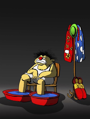 Cartoon: Tired Clown... (medium) by berk-olgun tagged clown,tired