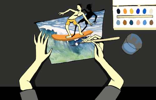 Cartoon: Watercolor Surf... (medium) by berk-olgun tagged watercolor,surf