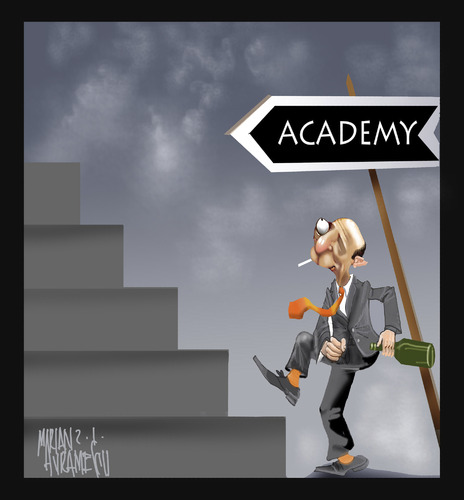 Cartoon: The country s first academic (medium) by Marian Avramescu tagged mmmmmmmmm