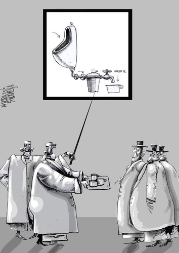 Cartoon: water II (medium) by Marian Avramescu tagged mmmmmmmm