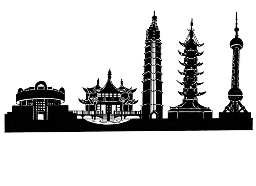 Cartoon: Skyline Shanghai (medium) by Glenn M Bülow tagged tourismus,reisen,china,shanghai,travel,city,skyline,monument,sightseeing,sights