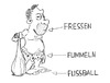 Cartoon: Die männlichen Bedürfnisse (small) by Glenn M Bülow tagged mann,bedürfnis,urzeit,steinzeit,urtrieb,fußall,fressen