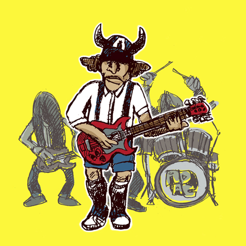 Cartoon: angus and his boys (medium) by jenapaul tagged rock,hard,acdc,angus,young