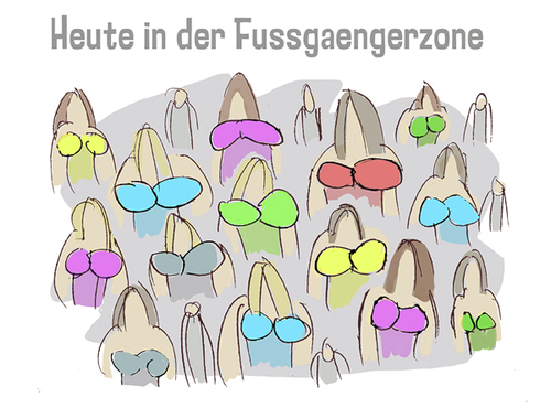 Cartoon: heute in der fussgängerzone (medium) by jenapaul tagged frauen,mädchen,busen,kleidung,gesellschaft