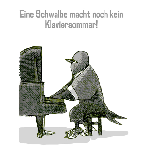 Cartoon: klaviersommer (medium) by jenapaul tagged humor,schwalbe,klassik,musik,klavier