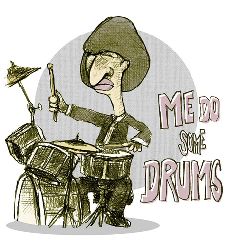 Cartoon: ringo  - when he was younger (medium) by jenapaul tagged beatles,ringo,starr,humor,drummer,drums