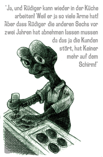 Cartoon: rüdiger (medium) by jenapaul tagged tintenfisch,küche,kochen,humor,koch