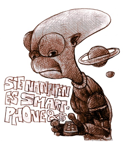 Cartoon: sie nannten es smartphone (medium) by jenapaul tagged smartphone,aliens,lifestyle,zukunft