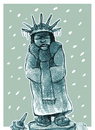 Cartoon: frozen (small) by jenapaul tagged usa,weather,winter,statue,of,liberty,fun
