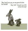 Cartoon: school (small) by jenapaul tagged school,rabbits,dad,son,children