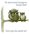 Cartoon: Uhus II (small) by jenapaul tagged uhus,eulen,tiere,wortwitz