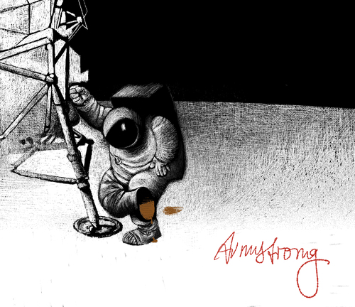 Cartoon: Armstrong (medium) by Wiejacki tagged technology,science,astronaut,cosmic,kosmos,astronauts,moon,universe