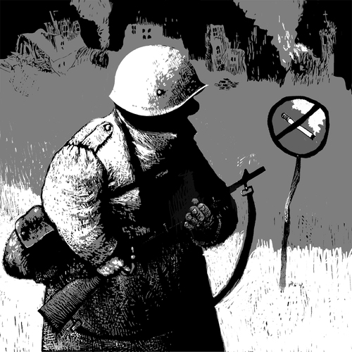 Cartoon: No smoking! (medium) by Wiejacki tagged army,health,safety,war,soldier