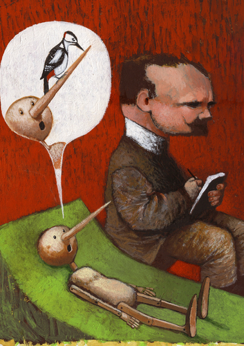 Cartoon: Pinocchio (medium) by Wiejacki tagged health,psychiatric,nature,wood,psycho,helping,life,stress