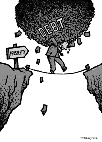 Cartoon: With debt to prosperity (medium) by svitalsky tagged finance,hilfe,help,finanzen,finanz,griechenland,dangerous,illustration,cartoon,greece,krise,crisis,goverment,way,geld,money,schuld,prosperity,debt,schulden,finanzkrise,wirtschaftskrise