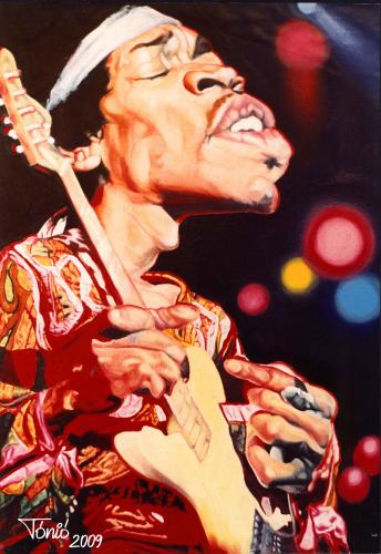 Cartoon: Jimi Hendrix 2 (medium) by Tonio tagged caricature,portrait,musician,guitarrist,usa