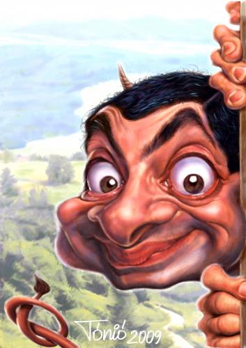 Cartoon: Mr.Bean (medium) by Tonio tagged caricature,portrait,actor,filmstar,after,photo,funny,picture,karikatur