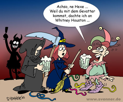Cartoon: Karneval 2012 (medium) by svenner tagged gevatter,tod,death,houston,whitney,karneval