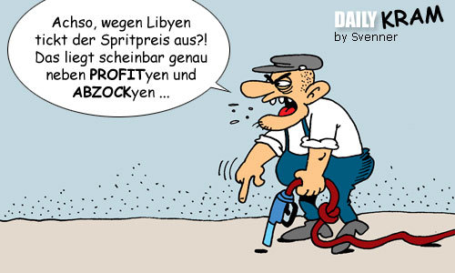 Cartoon: Spritpreis-Abzocke (medium) by svenner tagged sprit,spritpreis,libyen,abzocke