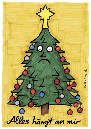 Cartoon: alles hängt an mir (medium) by meikel neid tagged weihnachtsbaum,weihnachten,weihnachtsmann,fest,festlich,baum