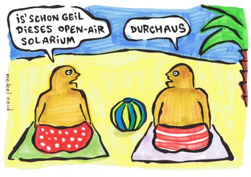 Cartoon: am strand (medium) by meikel neid tagged open,air,solarium,sonne,strand,urlaub