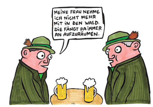 Cartoon: Aufräumen (medium) by meikel neid tagged wald,totholz,käfer,lebensraum,natur,naturschutz,abholzung,putzen,verrotten,kreislauf