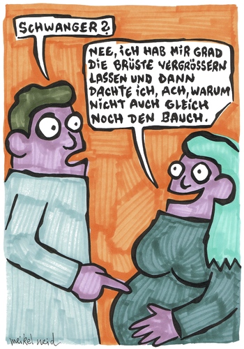 Cartoon: Schwanger (medium) by meikel neid tagged schwangerschaft,bauch,brüste,busen,kind,brustvergrößerung,schönheit,operation