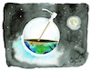 Cartoon: Seifenspender (small) by Bernd Ötjen tagged seifenspender,erde,planet,umwelt,raubbau,mond,natur,ende,umweltschutz,meeresspiegel,öl,kohle,windkraft,unwetter,klimawandel