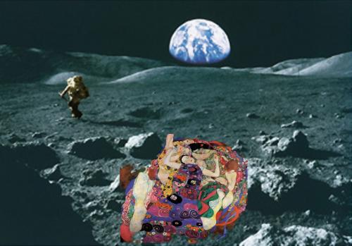 Cartoon: Apollon (medium) by zu tagged astronaut,conquest,moon,klimt