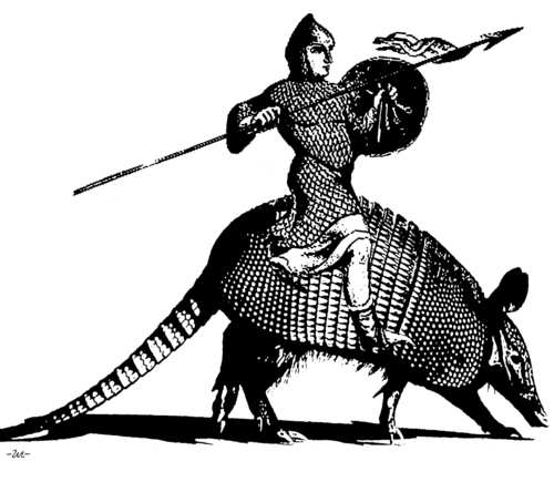 Cartoon: armor (medium) by zu tagged knight,middleages,armadillo,armor