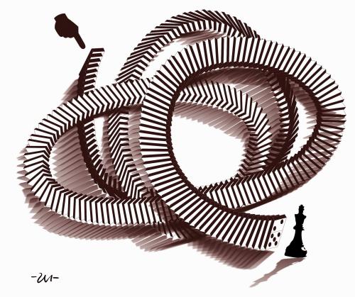 Cartoon: domino (medium) by zu tagged domino,chess