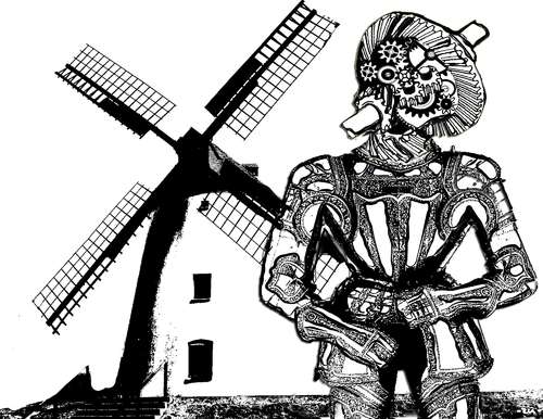 Cartoon: Gears (medium) by zu tagged don,quijote,windmill,gears