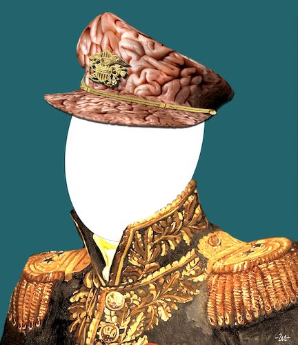 Cartoon: General (medium) by zu tagged general,brain,cap,hut