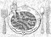 Cartoon: Tableware (small) by zu tagged tablevare,fishknife,diver,soup