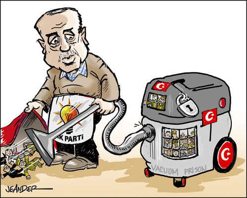Cartoon: Erdogan hoovering.. (medium) by jeander tagged military,erdogan,dissidents,vacuumclean,hoover,prisoners,coup,turkey,turkey,coup,prisoners,dissidents,erdogan,military