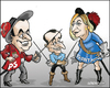 Cartoon: The challengers. (small) by jeander tagged france,president,election,sarkozy,sarkosy,marine,le,pen,francois,hollande