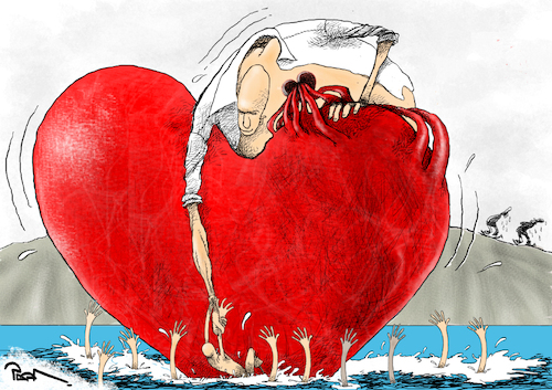 Cartoon: Humanitarian (medium) by Popa tagged humanitarian,heart,soul
