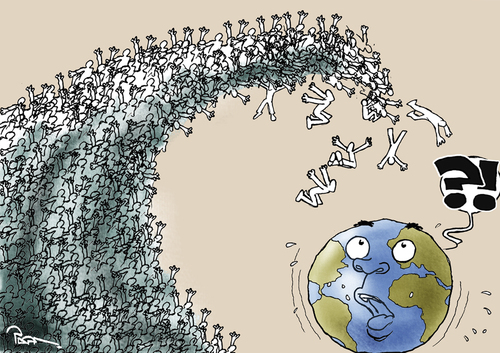 Cartoon: Population Explosion (medium) by Popa tagged population,world