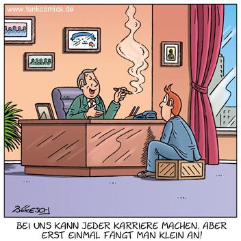 Cartoon: karriere (medium) by pentrick tagged karriere,boss,bewerbung,klein,career,application,small,mann,man,büro,office,