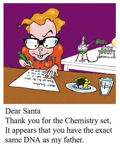 Cartoon: Dear Santa (medium) by andybennett tagged christmas,dna,set,chemistry,letter,thankyou,santa,dear,bennett,andy