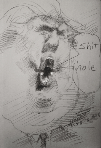 Cartoon: Shithole (medium) by ylli haruni tagged tromp,donald,president,usa,shit,hole